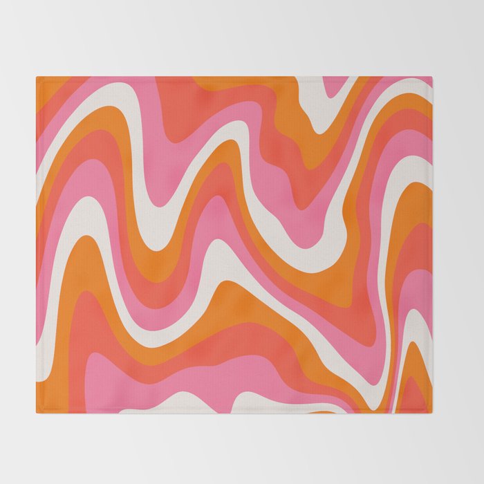 Retro Pink and Orange 70s Abstract Throw Blanket Gallery Image 2