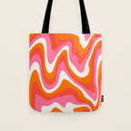Retro Pink and Orange 70s Abstract Tote Bag Gallery Image 1