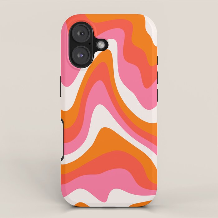 Retro Pink and Orange 70s Abstract iPhone Case Gallery Image 1