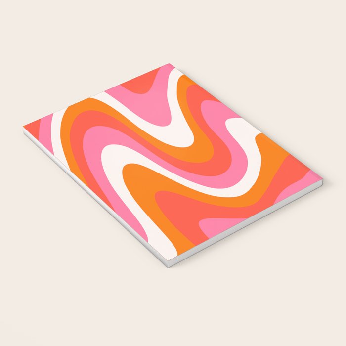 Retro Pink and Orange 70s Abstract Notebook Gallery Image 3