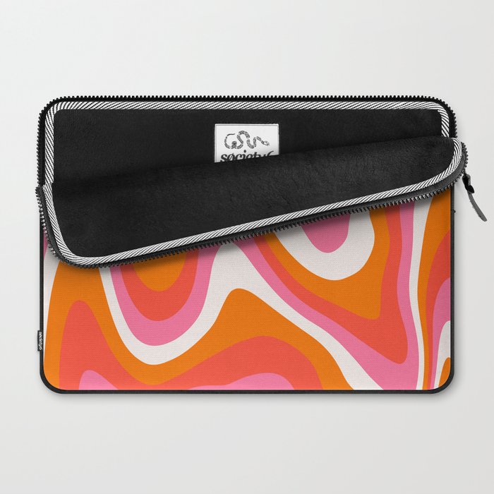 Retro Pink and Orange 70s Abstract Laptop Sleeve Gallery Image 2