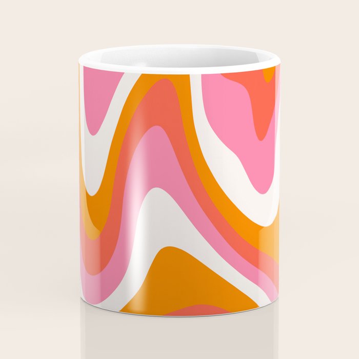 Retro Pink and Orange 70s Abstract Coffee Mug Gallery Image 4