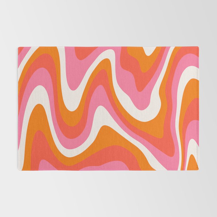 Retro Pink and Orange 70s Abstract Rug Gallery Image 2