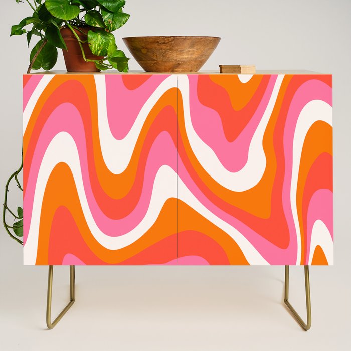 Retro Pink and Orange 70s Abstract Credenza Gallery Image 1