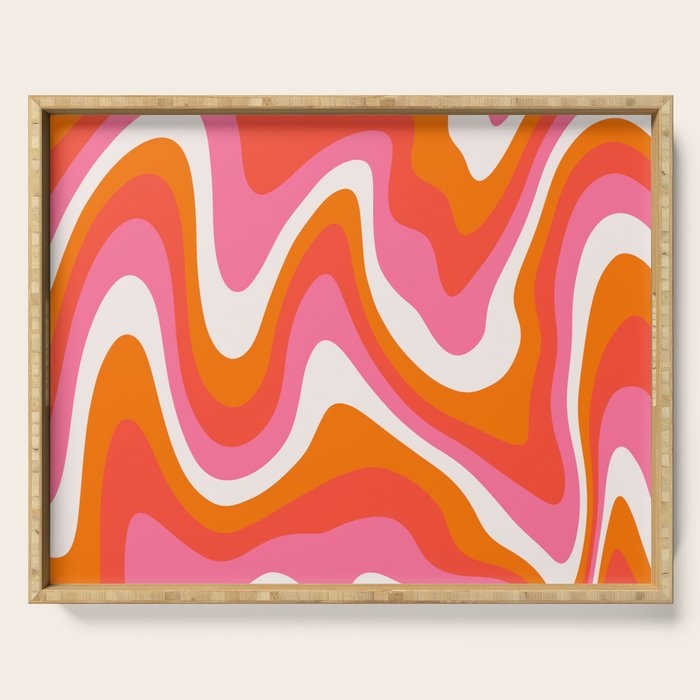 Retro Pink and Orange 70s Abstract Serving Tray Gallery Image 1