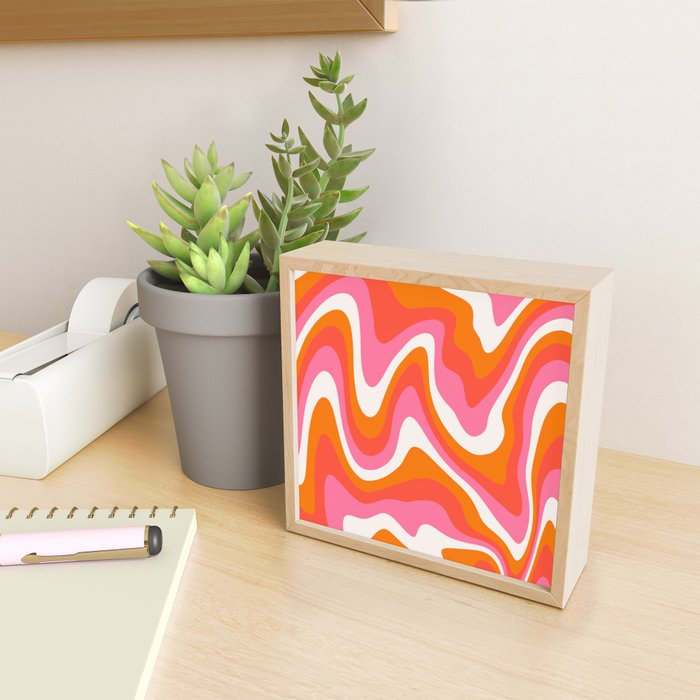 Retro Pink and Orange 70s Abstract Mini Art Print Gallery Image 2
