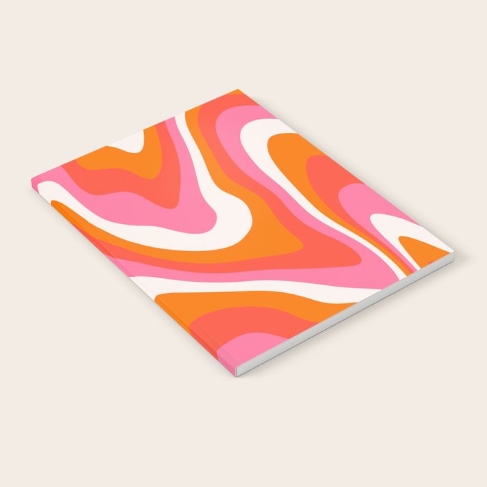 Retro Pink and Orange 70s Abstract Notebook Gallery Image 2