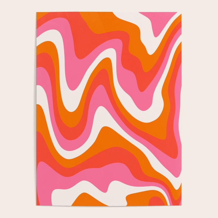 Retro Pink and Orange 70s Abstract Poster Gallery Image 4