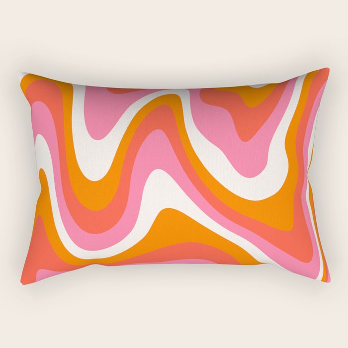 Retro Pink and Orange 70s Abstract Rectangular Pillow Gallery Image 1