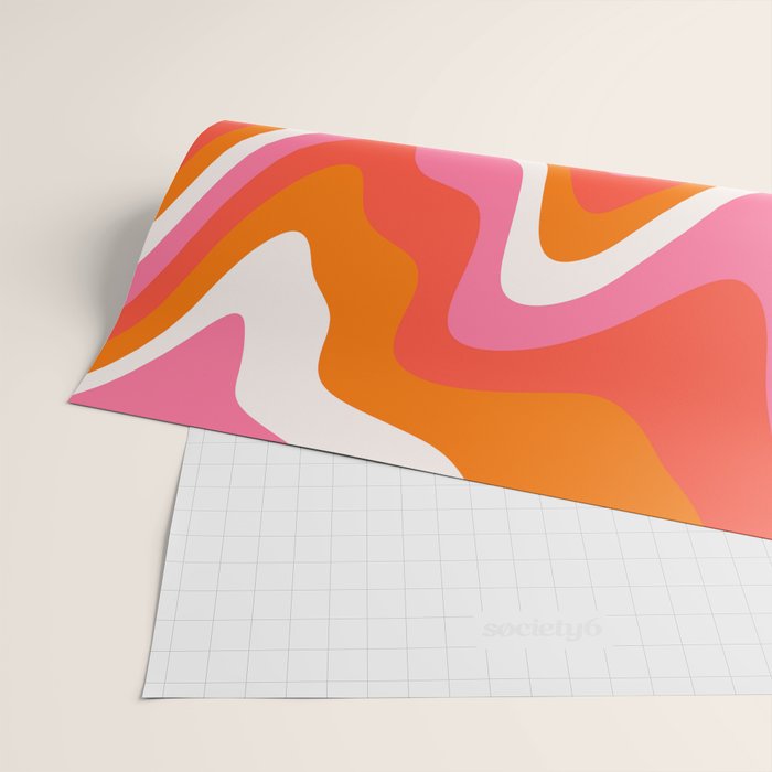 Retro Pink and Orange 70s Abstract Wrapping Paper Gallery Image 2