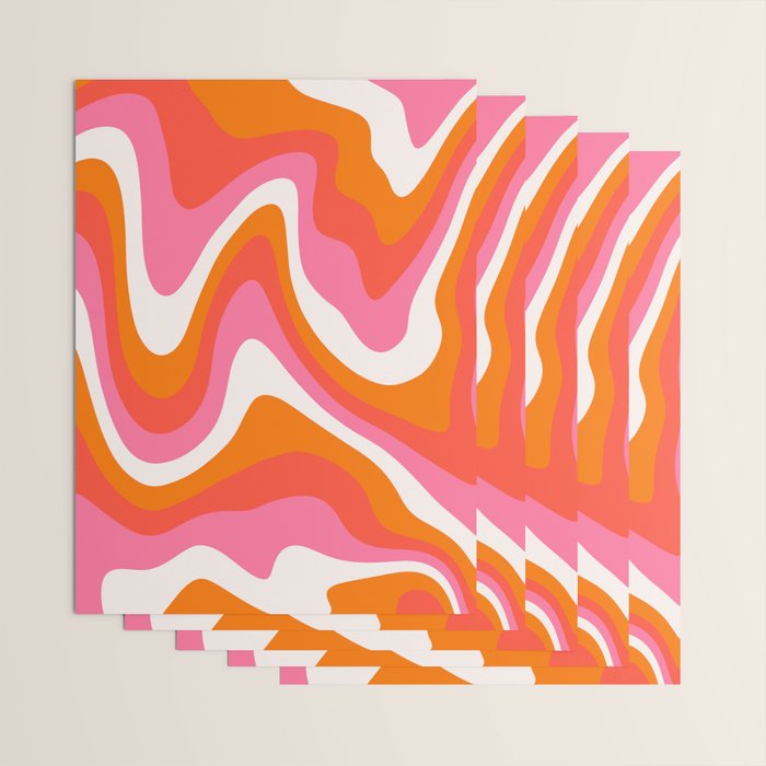 Retro Pink and Orange 70s Abstract Wrapping Paper Gallery Image 3