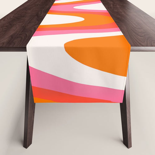 Retro Pink And Orange 70s Abstract Table Runner Gallery Image 1