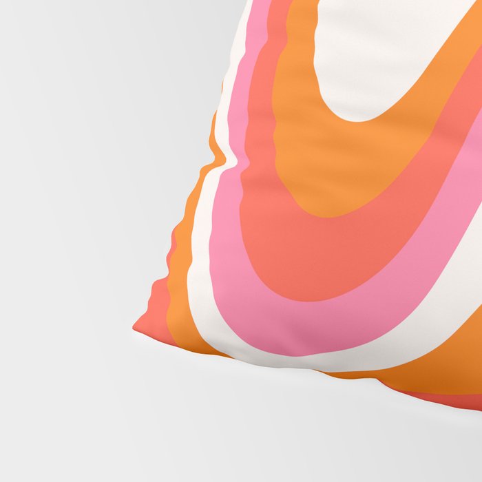 Retro Pink and Orange 70s Abstract Pillow Sham Gallery Image 4