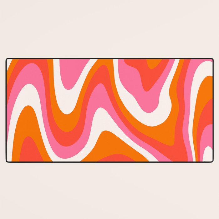 Retro Pink and Orange 70s Abstract Desk Mat Gallery Image 3