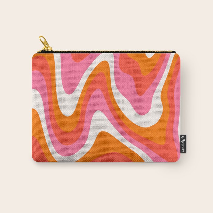 Retro Pink and Orange 70s Abstract Carry All Pouch Gallery Image 1