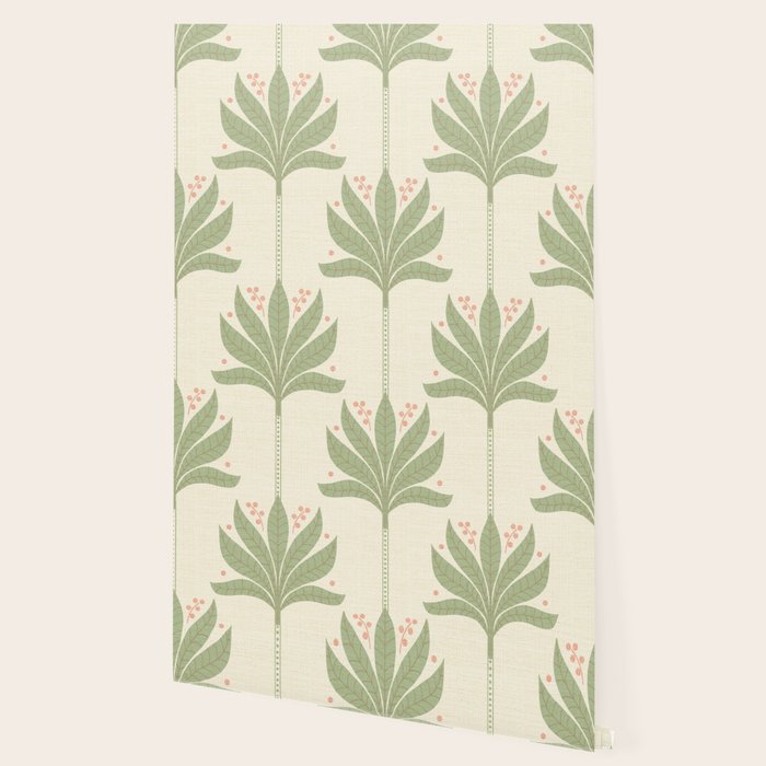 Shaker Palm Motif in Sage and Linen Wallpaper Gallery Image 2