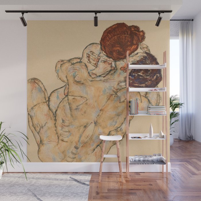 Egon Schiele "Mann und Frau, Umarmung" Wall Mural Gallery Image 1