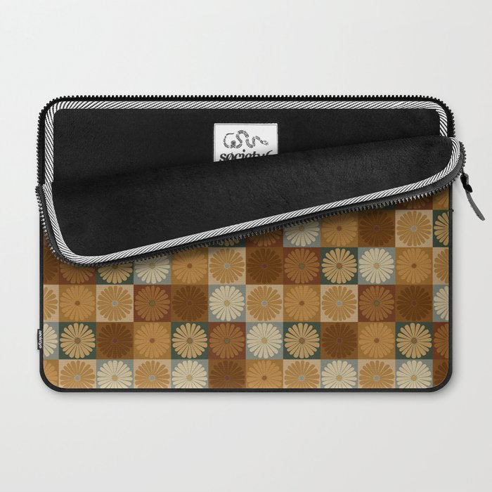 Retro Flowers Check Pattern IV Laptop Sleeve Gallery Image 2