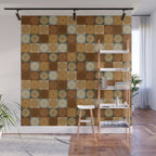 Retro Flowers Check Pattern IV Wall Mural Gallery Image 1