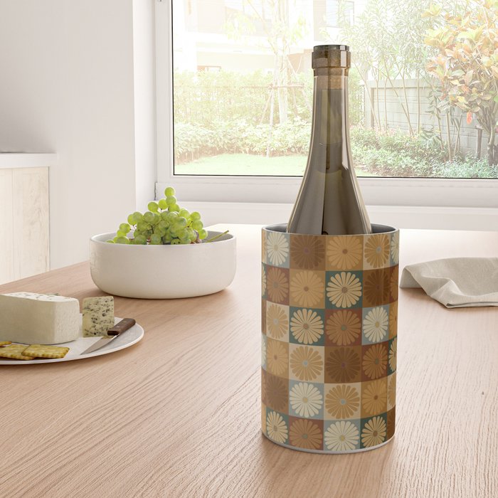 Retro Flowers Check Pattern IV Wine Chiller Gallery Image 4