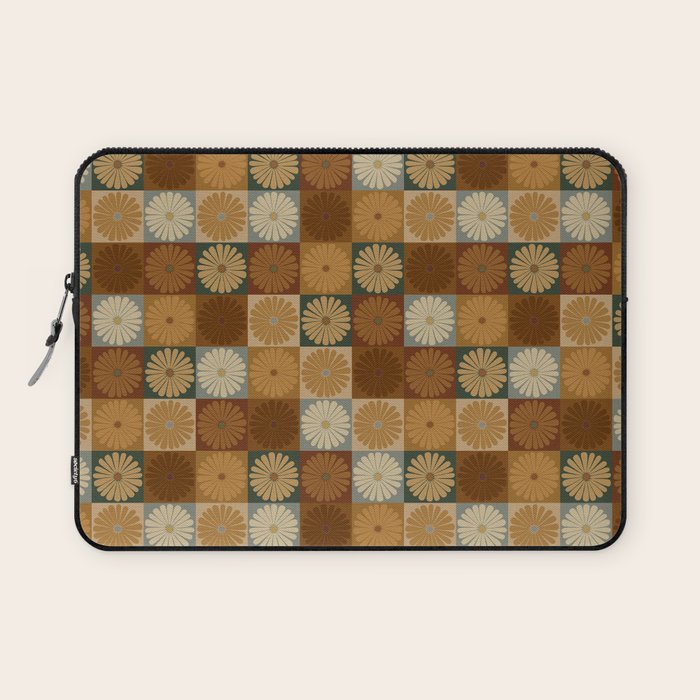 Retro Flowers Check Pattern IV Laptop Sleeve Gallery Image 1
