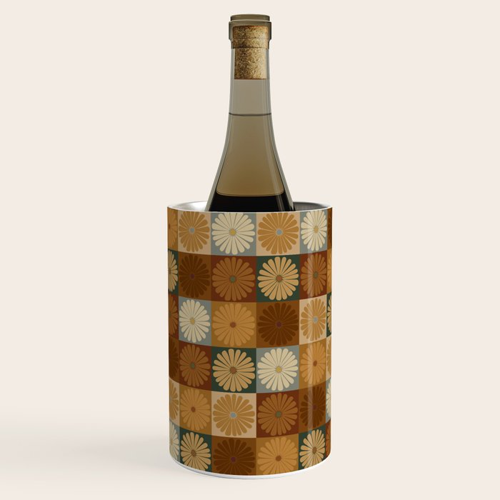 Retro Flowers Check Pattern IV Wine Chiller Gallery Image 2