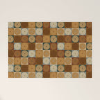 Retro Flowers Check Pattern IV Welcome Mat Gallery Image 1