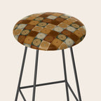 Retro Flowers Check Pattern IV Stool Gallery Image 2