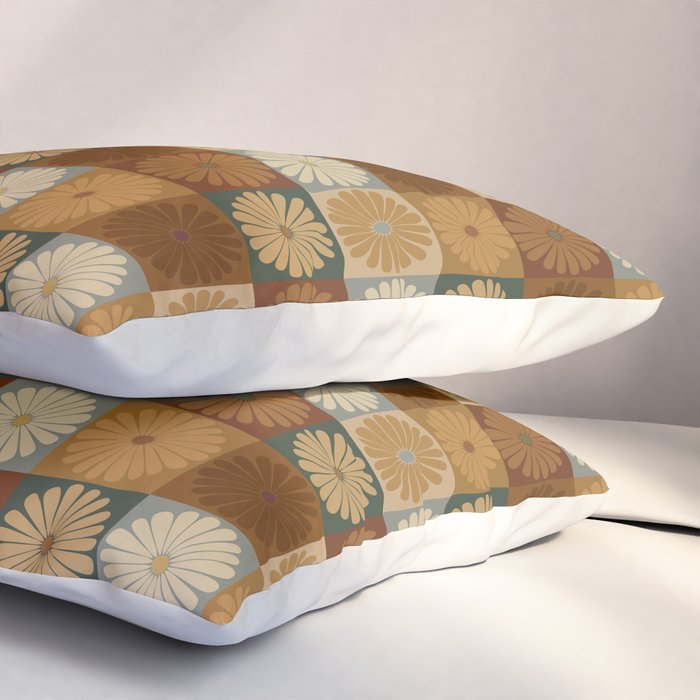Retro Flowers Check Pattern IV Pillow Sham Gallery Image 3