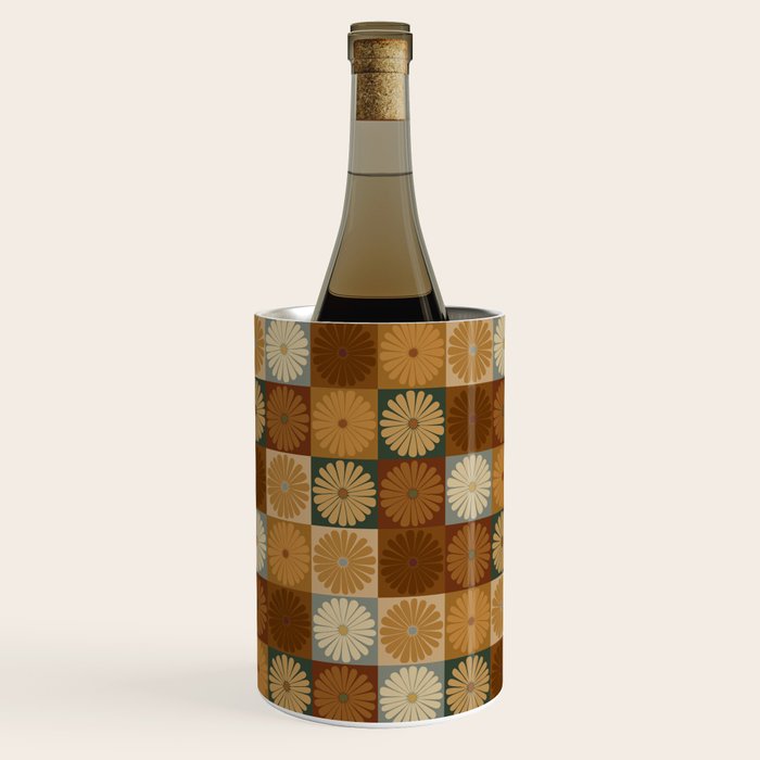 Retro Flowers Check Pattern IV Wine Chiller Gallery Image 1
