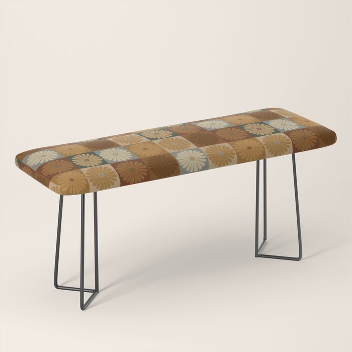 Retro Flowers Check Pattern IV Bench Gallery Image 1
