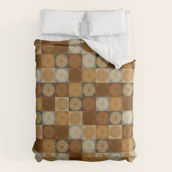 Retro Flowers Check Pattern IV Comforter Gallery Image 6
