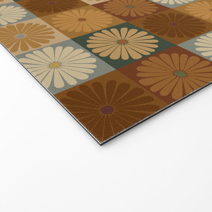 Retro Flowers Check Pattern IV Welcome Mat Gallery Image 2