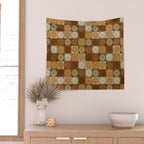 Retro Flowers Check Pattern IV Wall Tapestry Gallery Image 2