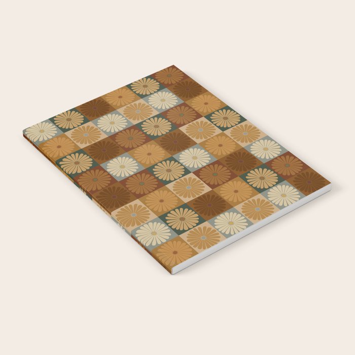 Retro Flowers Check Pattern IV Notebook Gallery Image 1