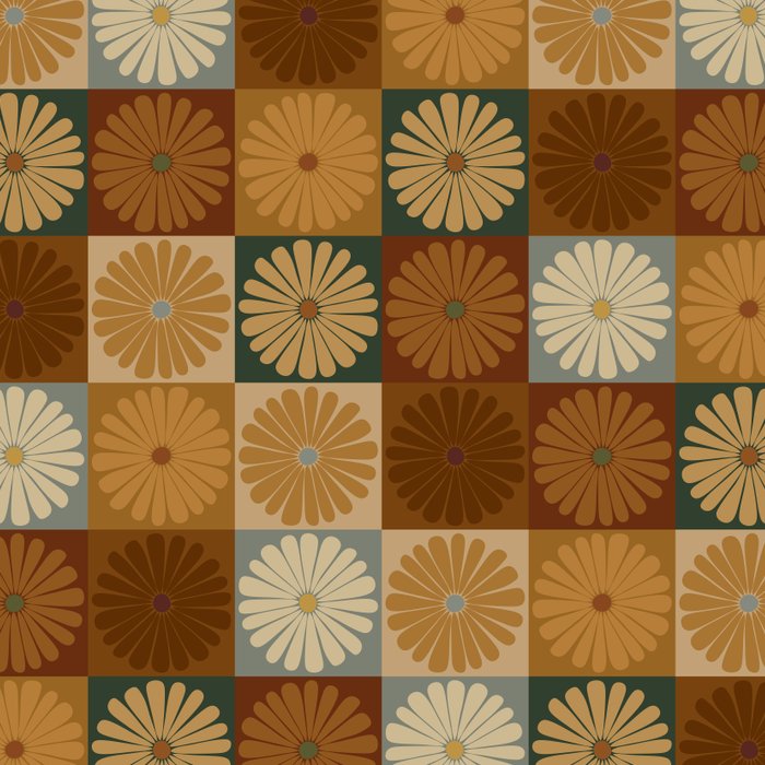 Retro Flowers Check Pattern IV Coffee Mug Gallery Image 2