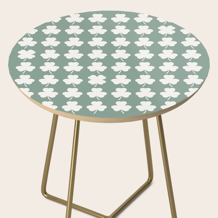 Clovers XXXIII Sage Green Botanical Pattern Side Table Gallery Image 2