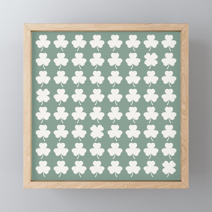 Clovers XXXIII Sage Green Botanical Pattern Mini Art Print Gallery Image 1