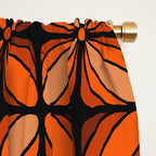 Retro 70s square mod flowers orange brown Window Curtain Gallery Image 2