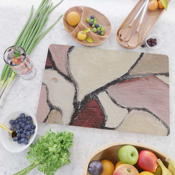 Abstract Oil Painting Maroon Mauve Taupe 2c34 Cutting Board Gallery Image 2