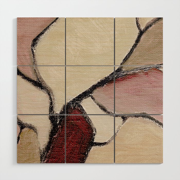 Abstract Oil Painting Maroon Mauve Taupe 2c34 Wood Wall Art Gallery Image 1