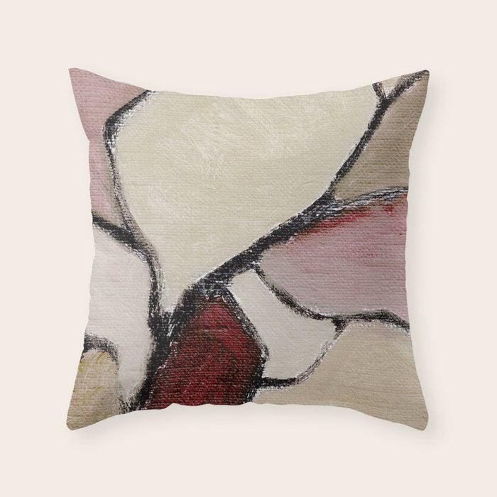 Abstract Oil Painting Maroon Mauve Taupe 2c34 Throw Pillow Gallery Image 1