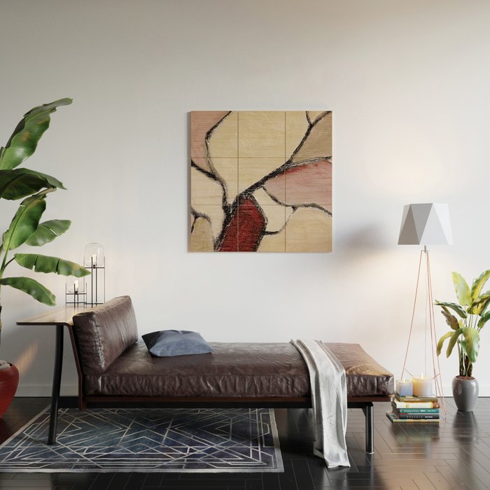 Abstract Oil Painting Maroon Mauve Taupe 2c34 Wood Wall Art Gallery Image 2