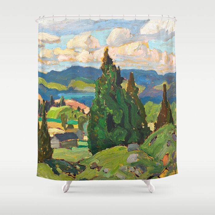 Canadian Landscape Franklin Carmichael Art Nouveau Post-Impressionism Shower Curtain Gallery Image 1