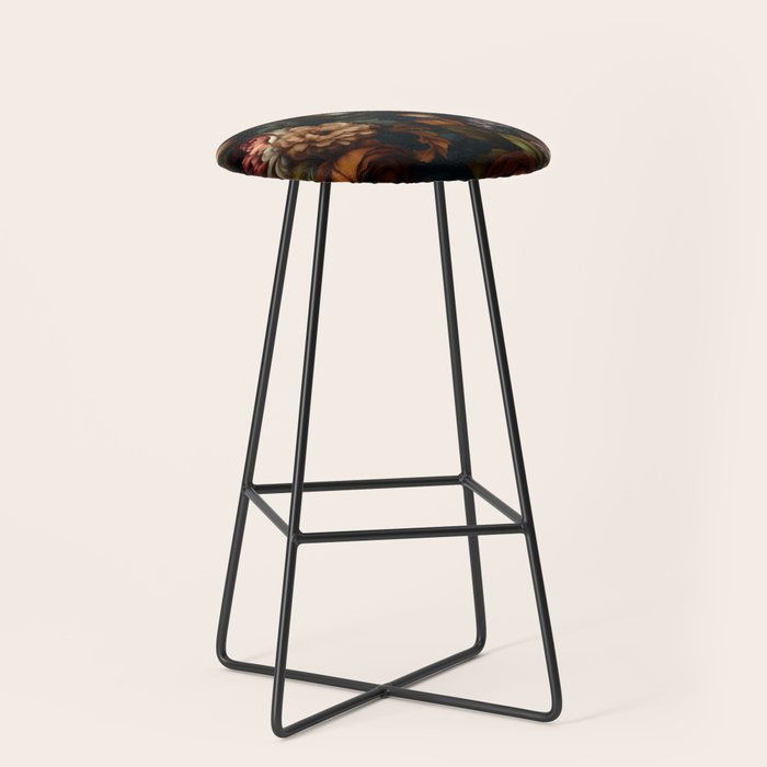 Dark Moody Baroque Midnight Garden Stool Gallery Image 1