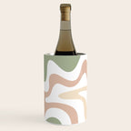 Retro Liquid Swirl Abstract Pattern in Sage, Blush-Cream, and White Wine Chiller Gallery Image 3