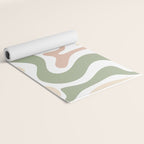 Retro Liquid Swirl Abstract Pattern in Sage, Blush-Cream, and White Yoga Mat Gallery Image 2