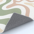 Retro Liquid Swirl Abstract Pattern in Sage, Blush-Cream, and White Rug Gallery Image 4