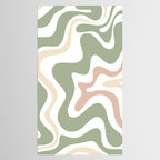 Retro Liquid Swirl Abstract Pattern in Sage, Blush-Cream, and White Tablecloth Gallery Image 2