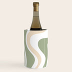 Retro Liquid Swirl Abstract Pattern in Sage, Blush-Cream, and White Wine Chiller Gallery Image 2